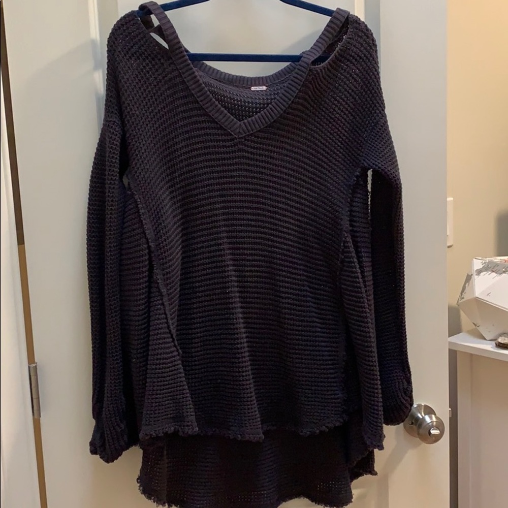Black Free People cold shoulder sweater